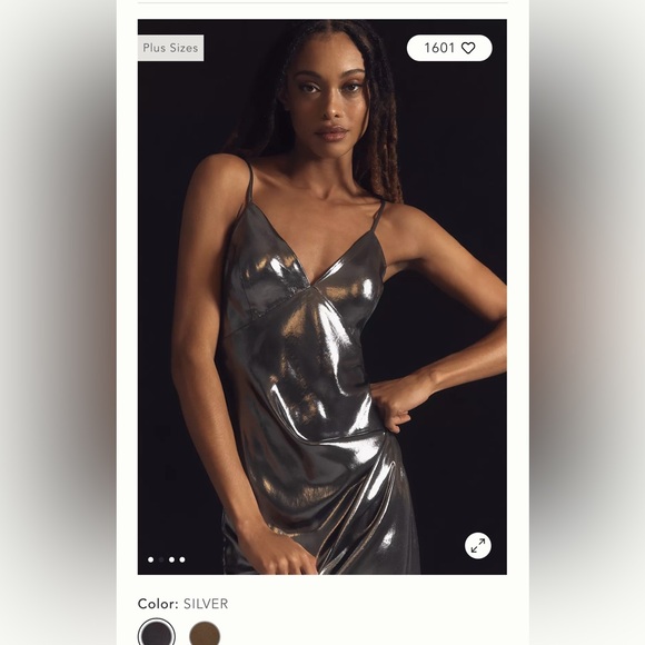 Anthropologie Metallic V-
Neck Midi Slip Dress new with tags - Picture 2 of 4